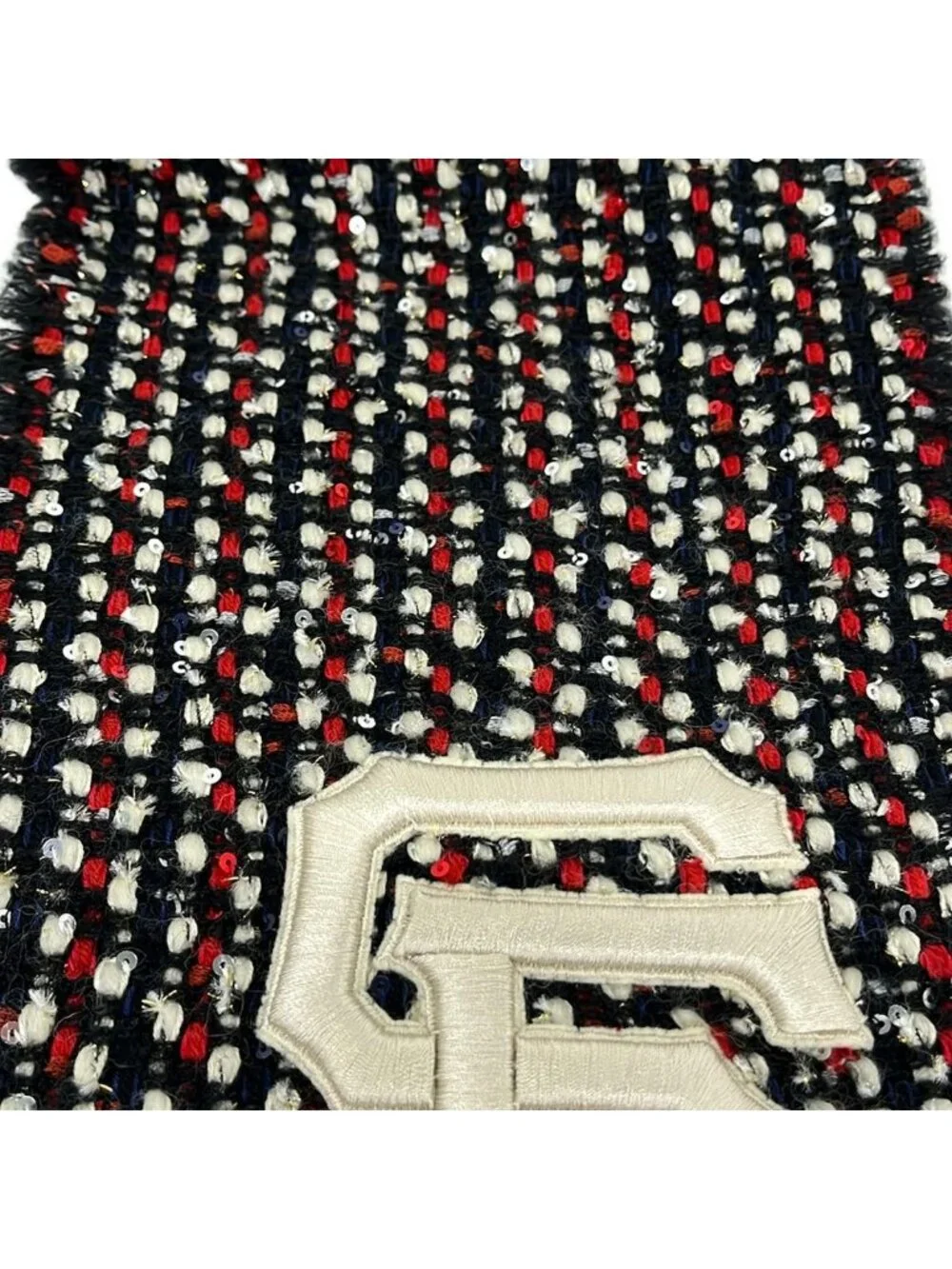 Gucci Scarf Black Mlb Collaboration San Francisco Giants Sequin Cotton Wool